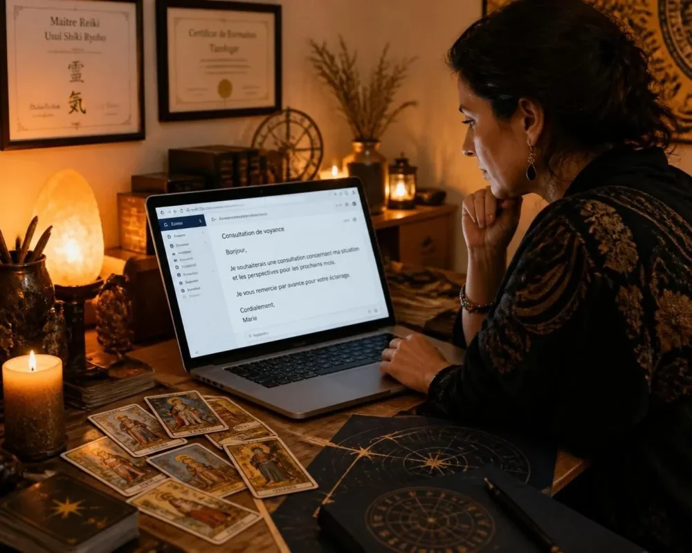 découvrez la voyance par mail, une consultation personnalisée à distance pour obtenir des réponses claires et précises en toute confidentialité.